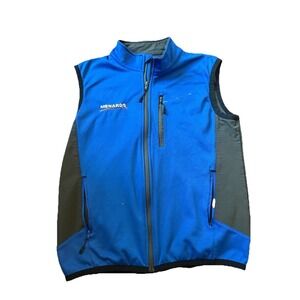 Menards Men's Employee Vest Uniform Work Sleeveless Blue Gray Full Zip Size M